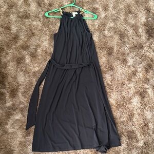 Michael Kors Black Midi Dress with Chain Detail
